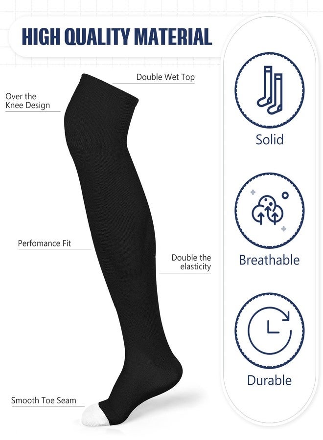ShinyMatch High Football Socks Multiple Sizes over the Knee Baseball Socks Extra Long for Youth Women and Men(L,Black and White) - Image 2